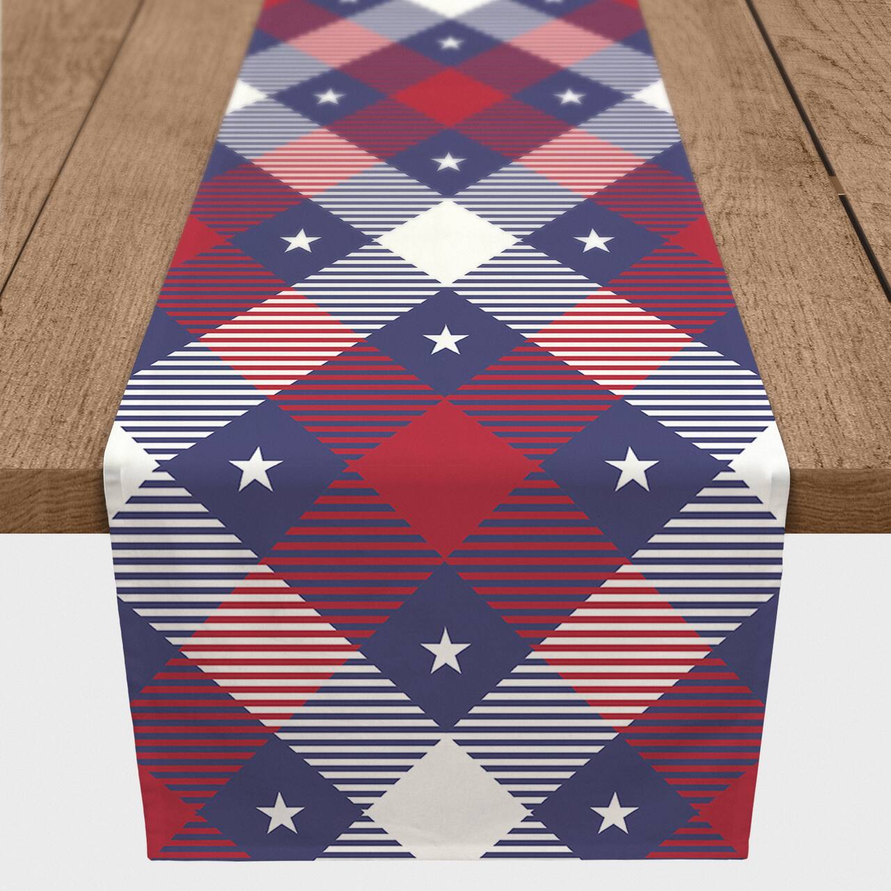 Patriotic Argyle Pattern Poly Twill Table Runner